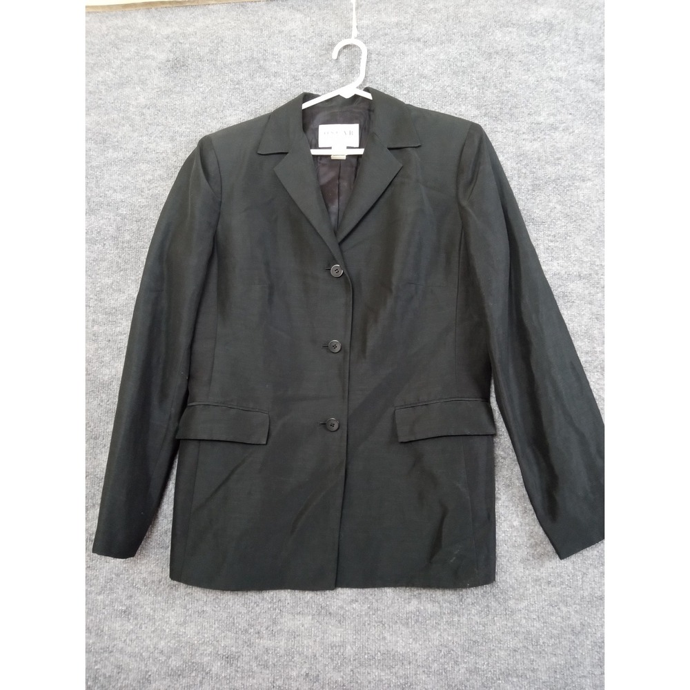 Oscar de la Renta Blazer Jacket Womens 12 Black Career Business Lined‎